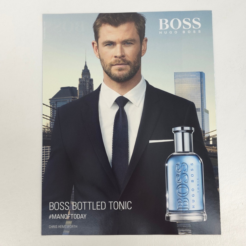 Hugo Boss Bottled Tonic Print Ad Chris Hemsworth Cologne Collector Wall Display